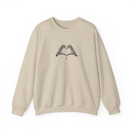 Skeleton Hands Forming a Heart With a Drop of Blood Sweatshirt
