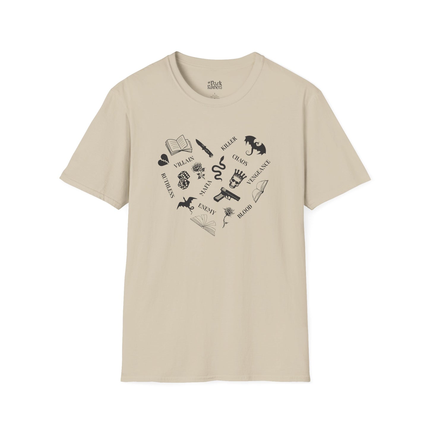 Heart Shape Made From Dark Romance Symbols T-Shirt