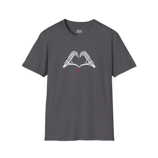 Skeleton Hands Forming a Heart With a Drop of Blood T-Shirt