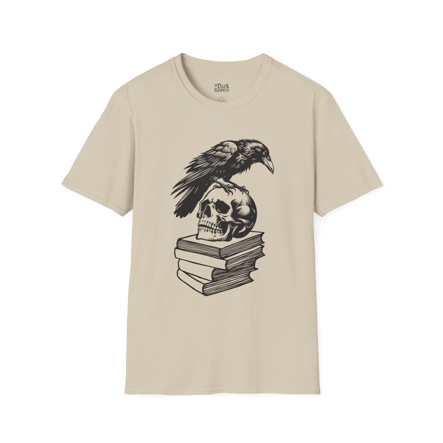 Crow and Skull on a Stack of Books T-Shirt