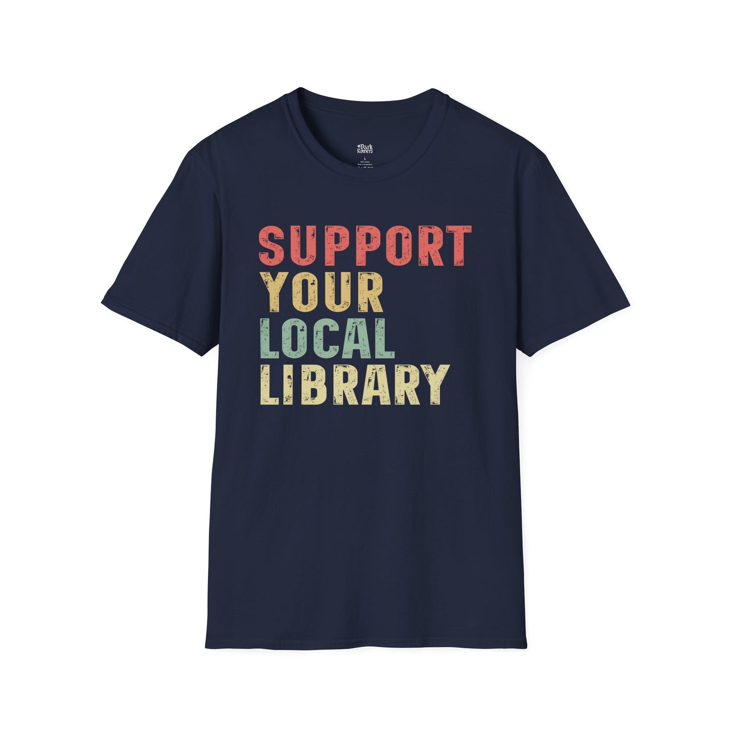 Support Your Local Library navy book lover t-shirt
