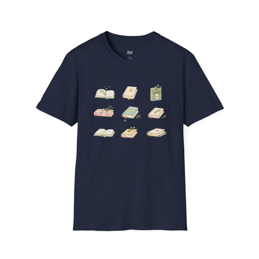 Cozy Books Aesthetic navy bookish t-shirt – cozy Gildan 64000 tee made for readers who live between chapters and adore bookish vibes.