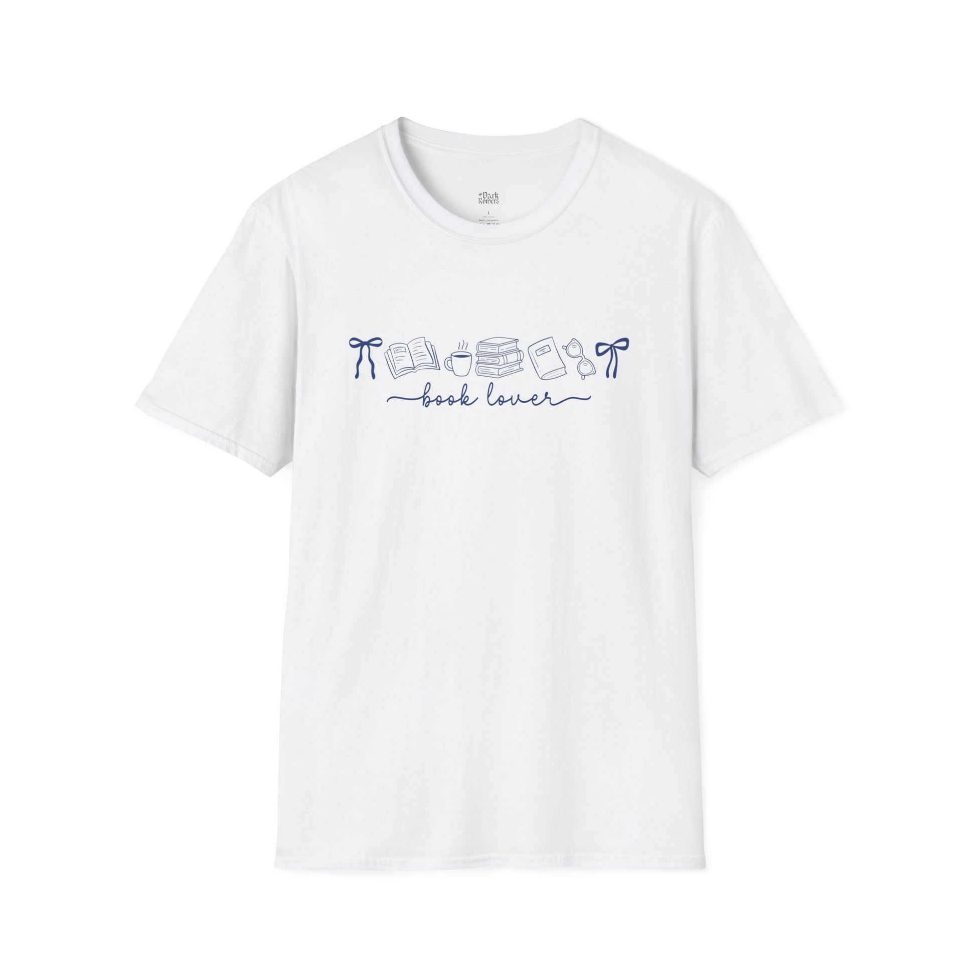 Cozy Book Lover Line Art white bookish t-shirt – cozy Gildan 64000 tee made for readers who live between chapters and adore bookish vibes.
