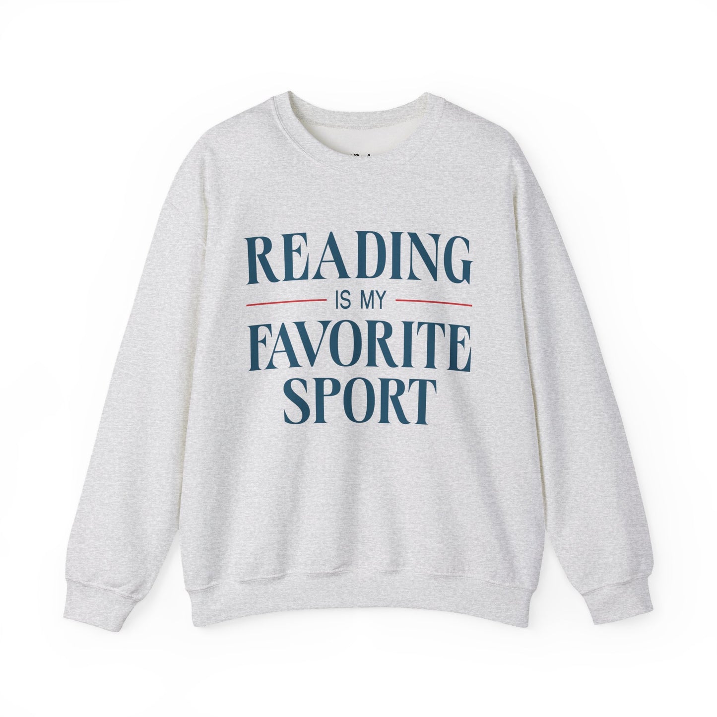 Reading Is My Favorite Sport light grey/ash bookish sweatshirt – cozy Gildan 18000 crewneck for readers who live between chapters and adore bookish vibes.