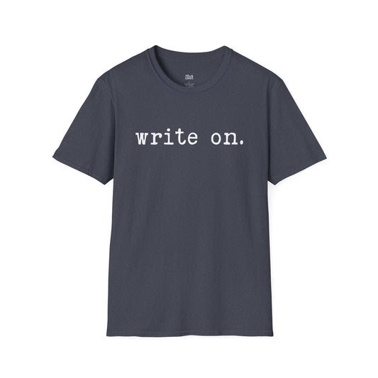 Write On heather navy book lover t-shirt