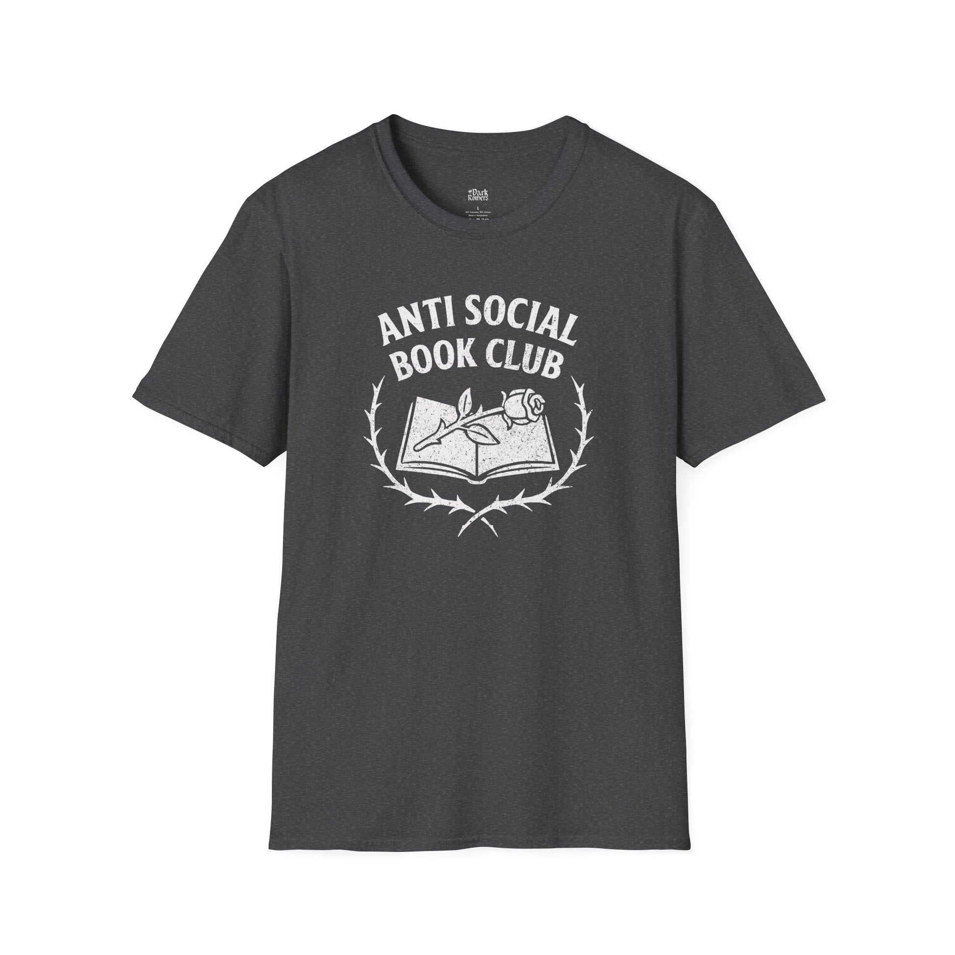 Anti Social Book Club dark heather book lover t-shirt