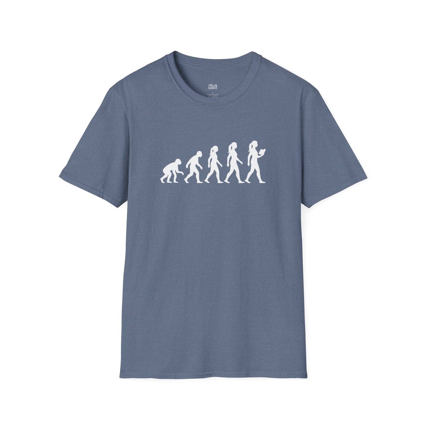 Evolution Of A Reader heather indigo blue book lover t-shirt