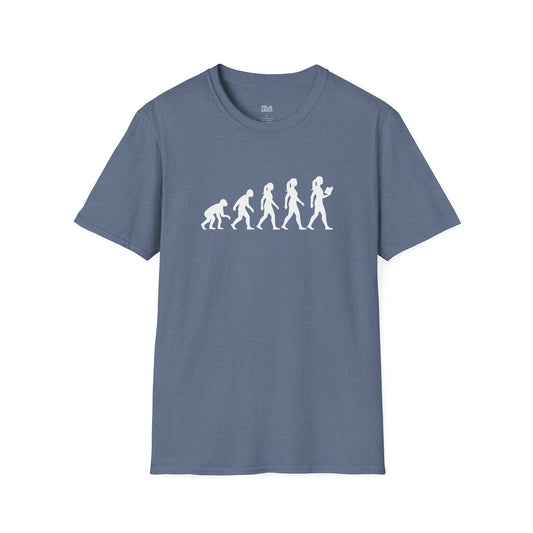 Evolution Of A Reader heather indigo blue book lover t-shirt