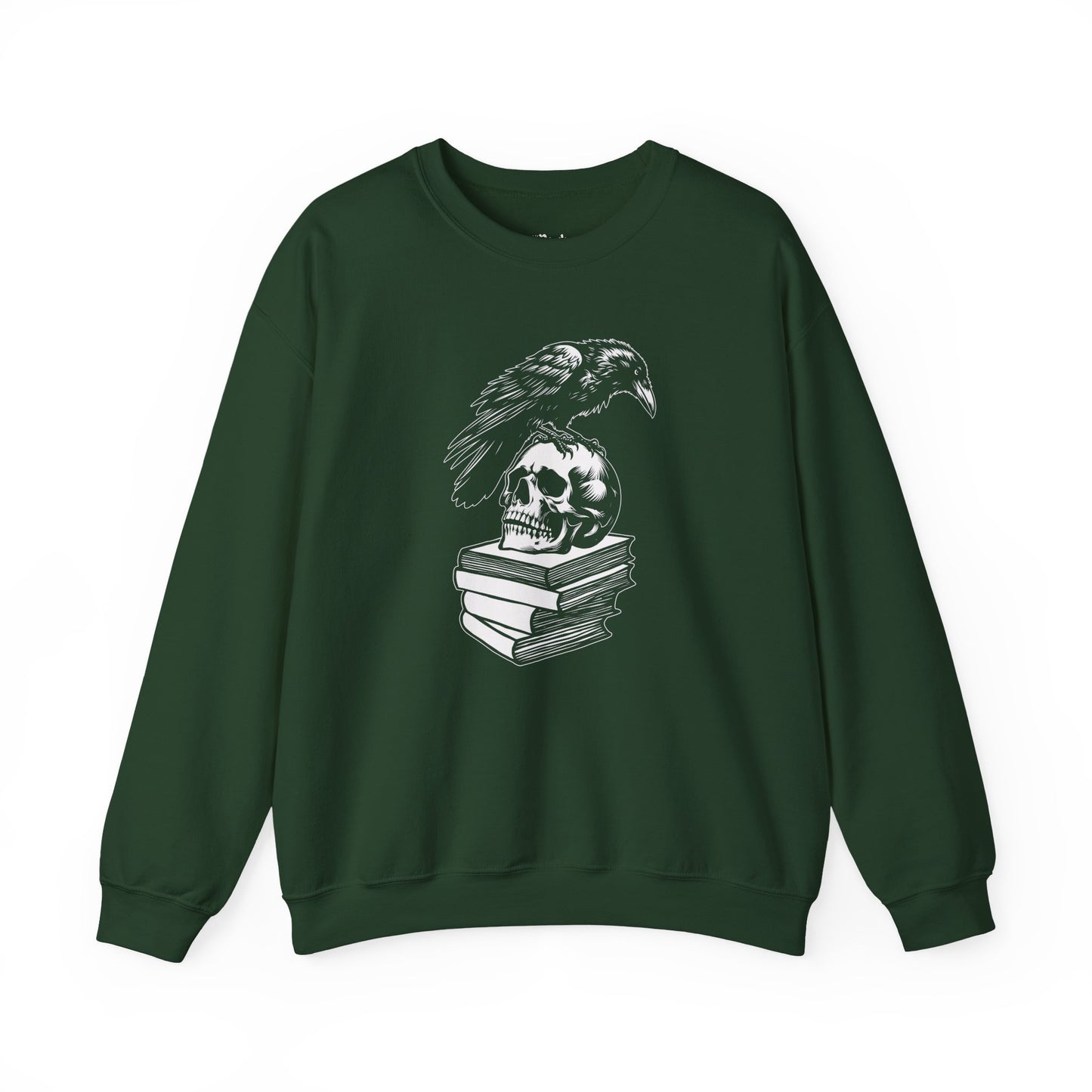Crow and Skull on a Stack of Books Sweatshirt