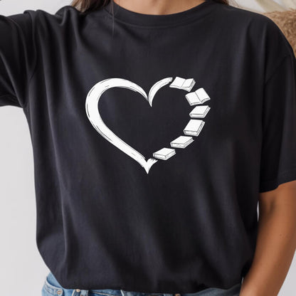 Bookish Heart Line Art T-Shirt | Comfort Colors