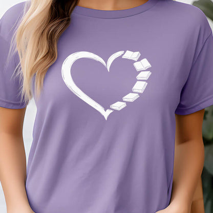 Bookish Heart Line Art T-Shirt | Comfort Colors