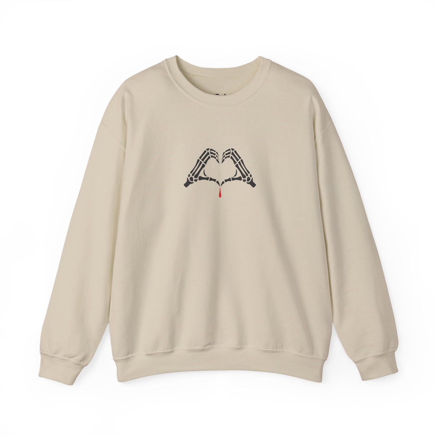 Skeleton Hands Forming a Heart With a Drop of Blood Sweatshirt