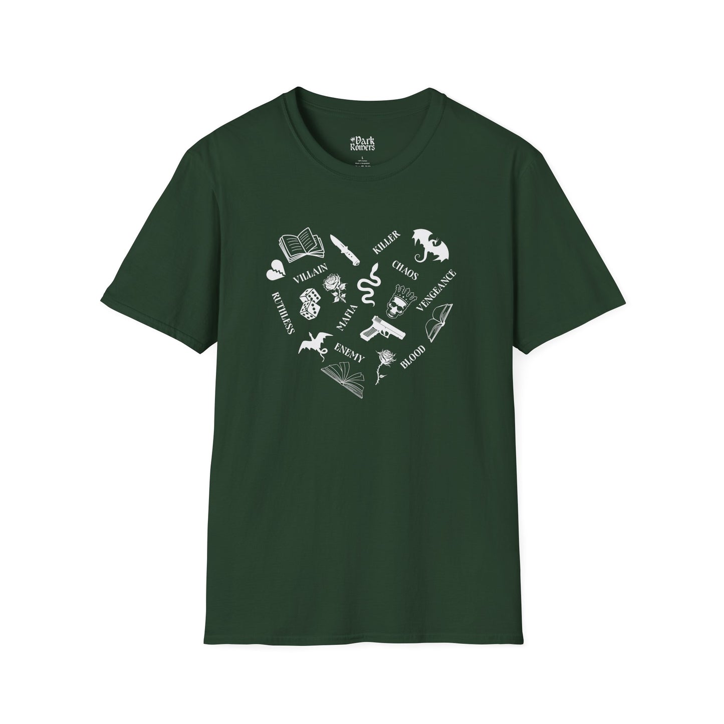Heart Shape Made From Dark Romance Symbols T-Shirt