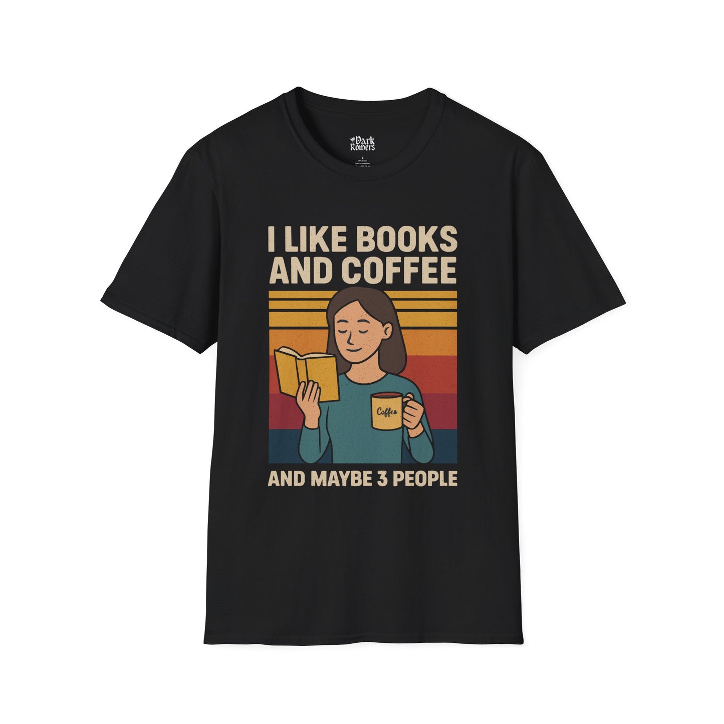 I like books and coffee and maybe 3 people black bookish t-shirt – cozy Gildan 64000 tee made for readers who live between chapters and adore bookish vibes.