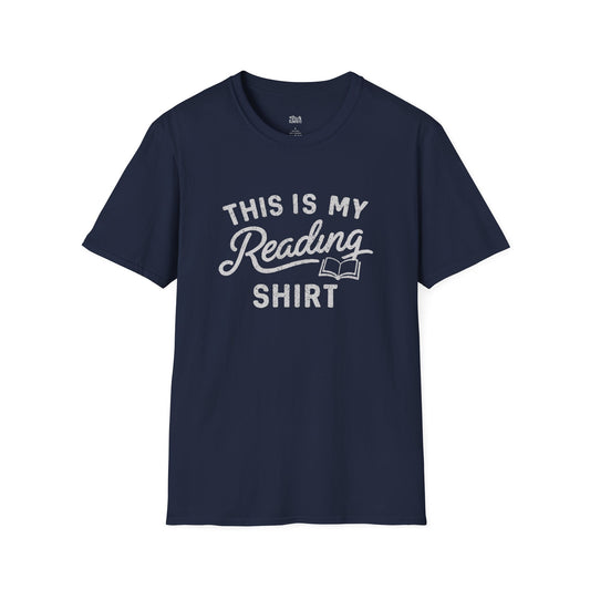 This Is My Reading Shirt- navy bookish t-shirt – cozy Gildan 64000 tee made for readers who live between chapters and adore bookish vibes.