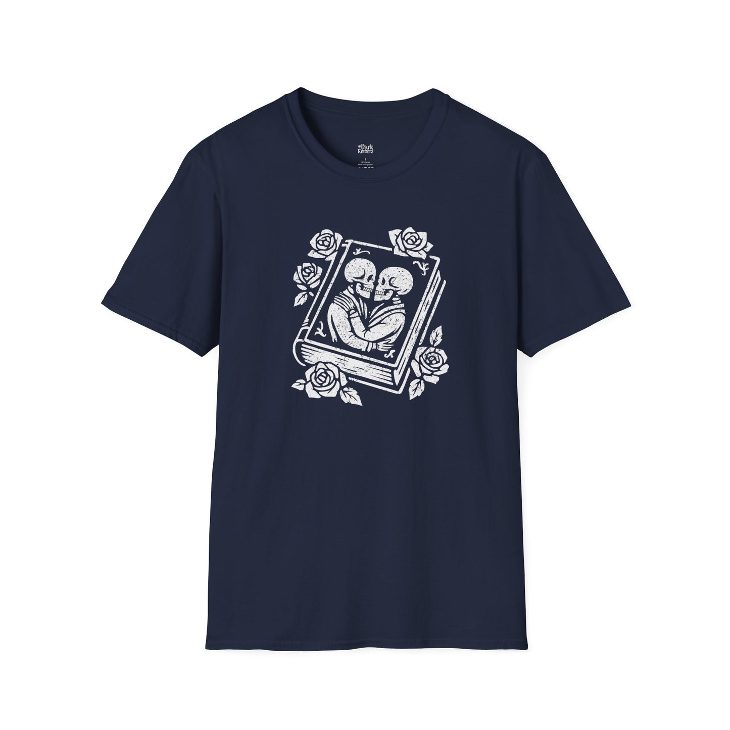 Skeleton Lovers on a Book Cover T-Shirt
