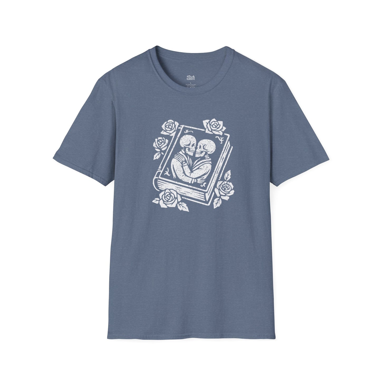 Skeleton Lovers on a Book Cover T-Shirt