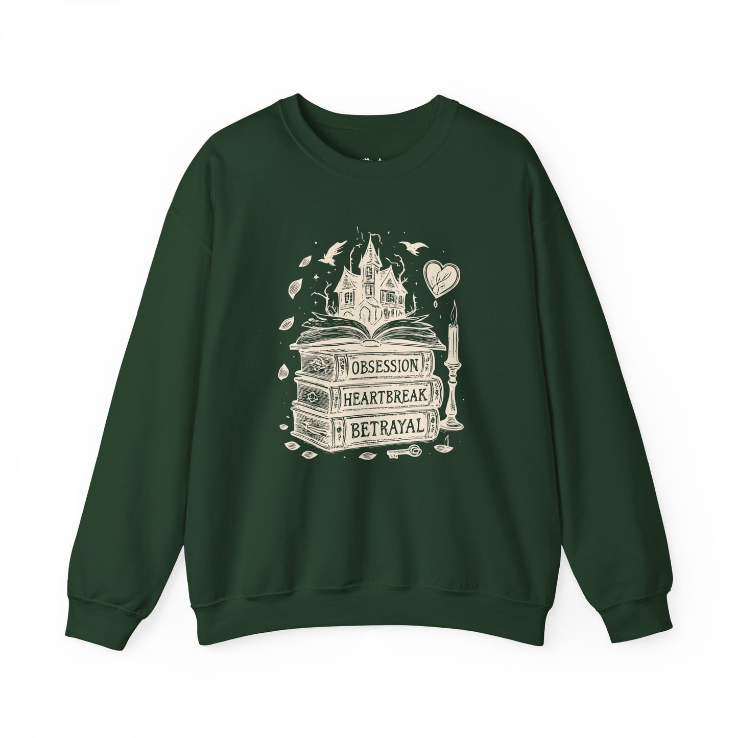 Obsession Heartbreak Betrayal, Books And a Castle Illustration Sweatshirt