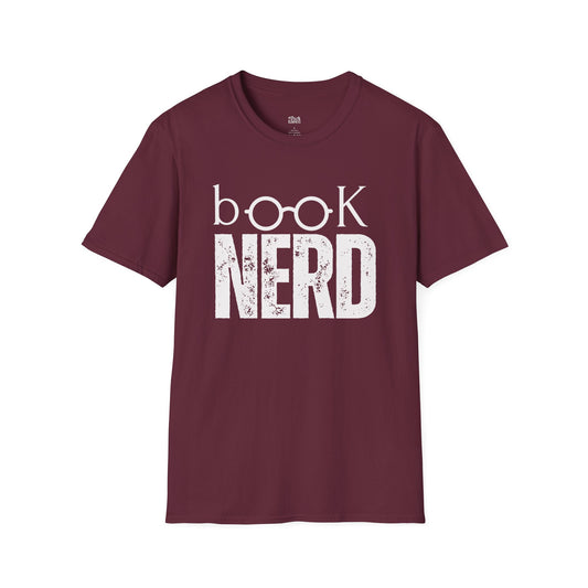 Book Nerd maroon book lover t-shirt