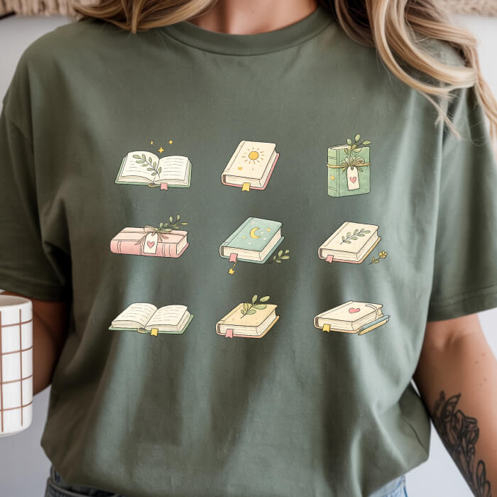 Cozy Books Aesthetic T-Shirt | Comfort Colors