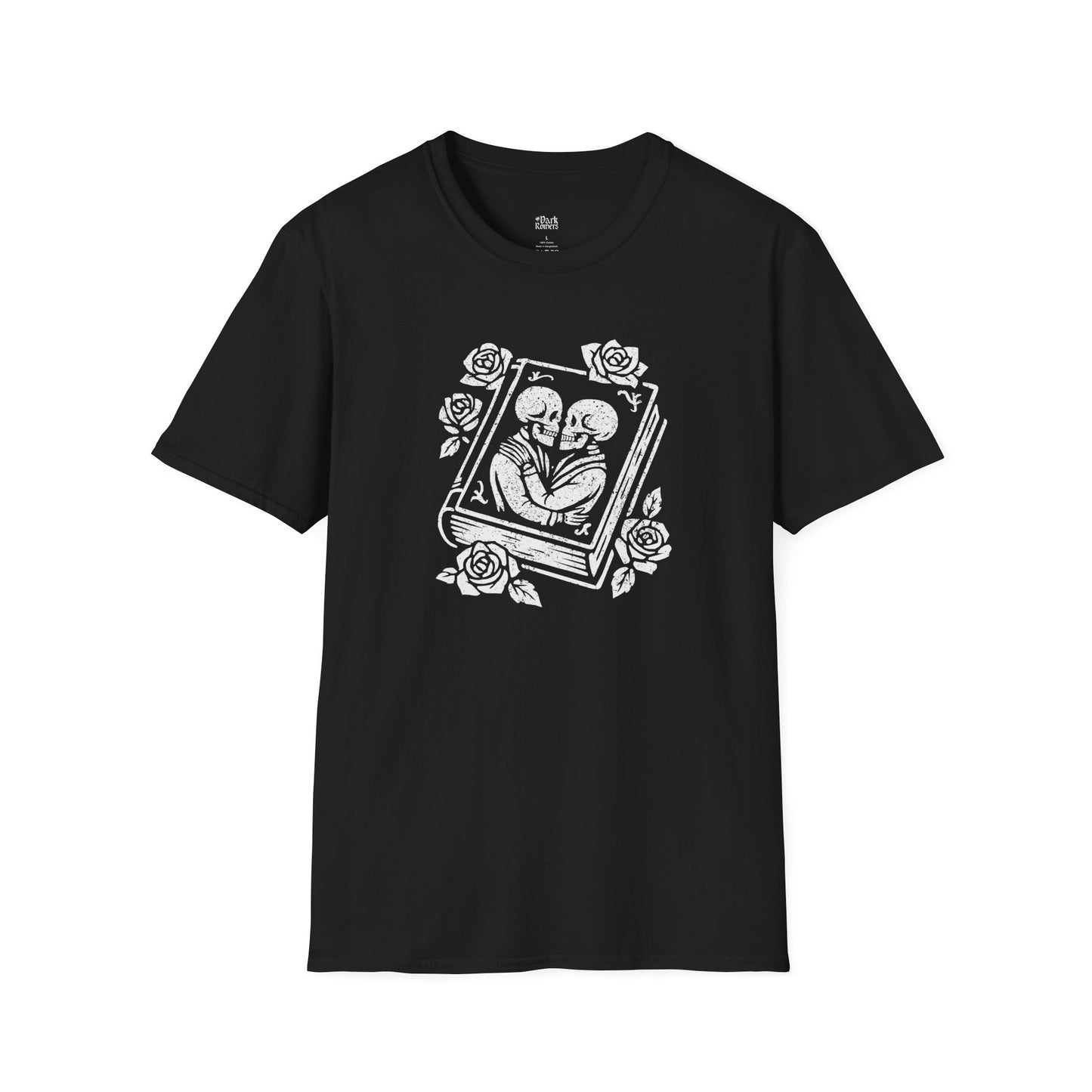 Skeleton Lovers on a Book Cover black dark romance t-shirt for readers