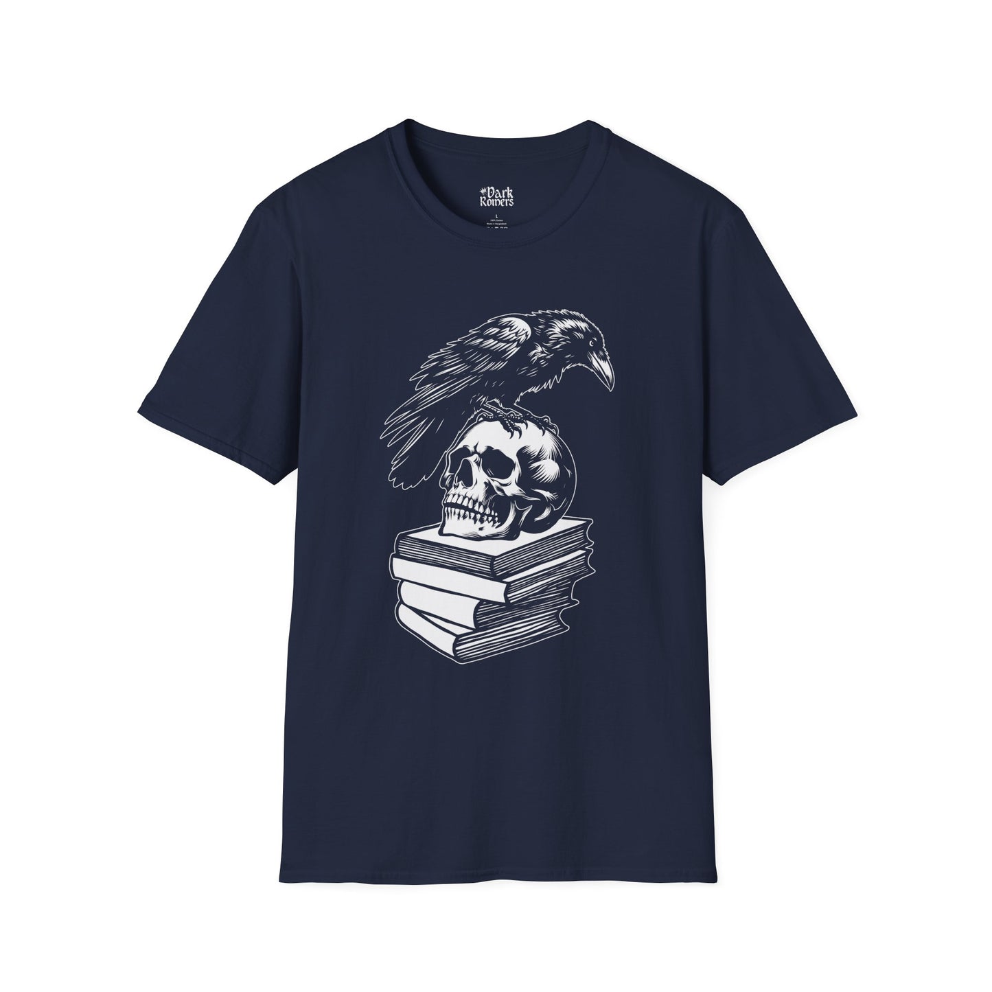 Crow and Skull on a Stack of Books T-Shirt