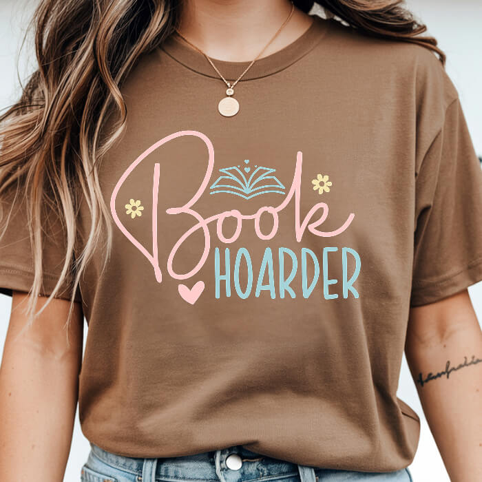 Book Hoarder espresso bookish t-shirt – cozy Comfort Colors 1717 garment-dyed tee for readers who live between chapters.