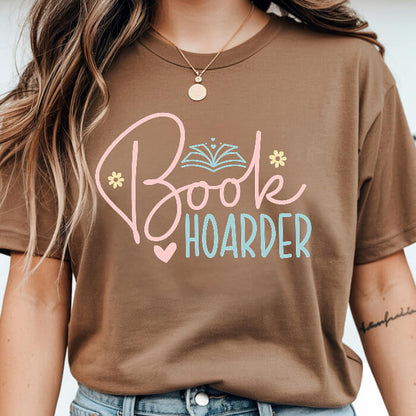 Book Hoarder espresso bookish t-shirt – cozy Comfort Colors 1717 garment-dyed tee for readers who live between chapters.
