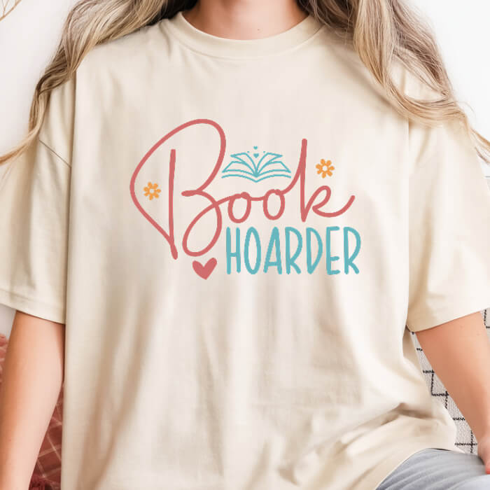 Book Hoarder Ivory bookish t-shirt – cozy Comfort Colors 1717 garment-dyed tee for readers who live between chapters.