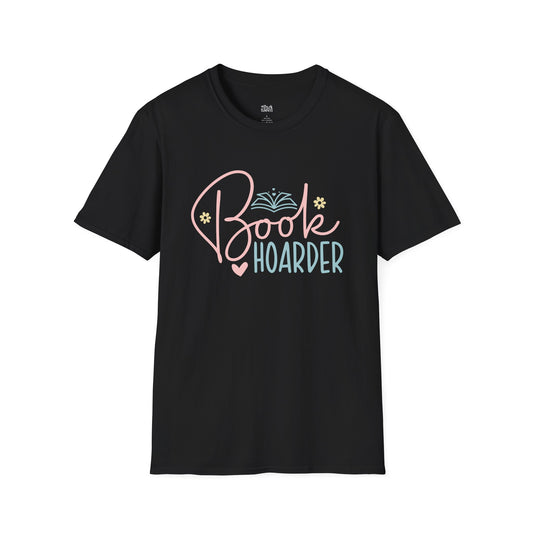 Book Hoarder black bookish t-shirt – cozy Gildan 64000 tee made for readers who live between chapters and adore bookish vibes.