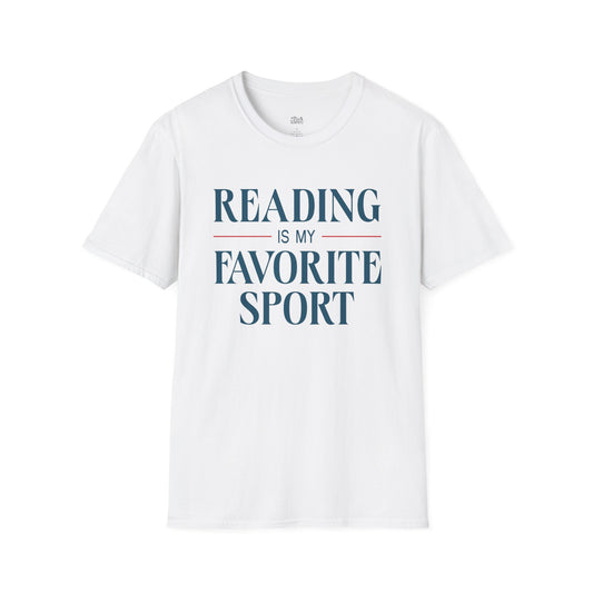 Reading Is My Favorite Sport white bookish t-shirt – cozy Gildan 64000 tee made for readers who live between chapters and adore bookish vibes.