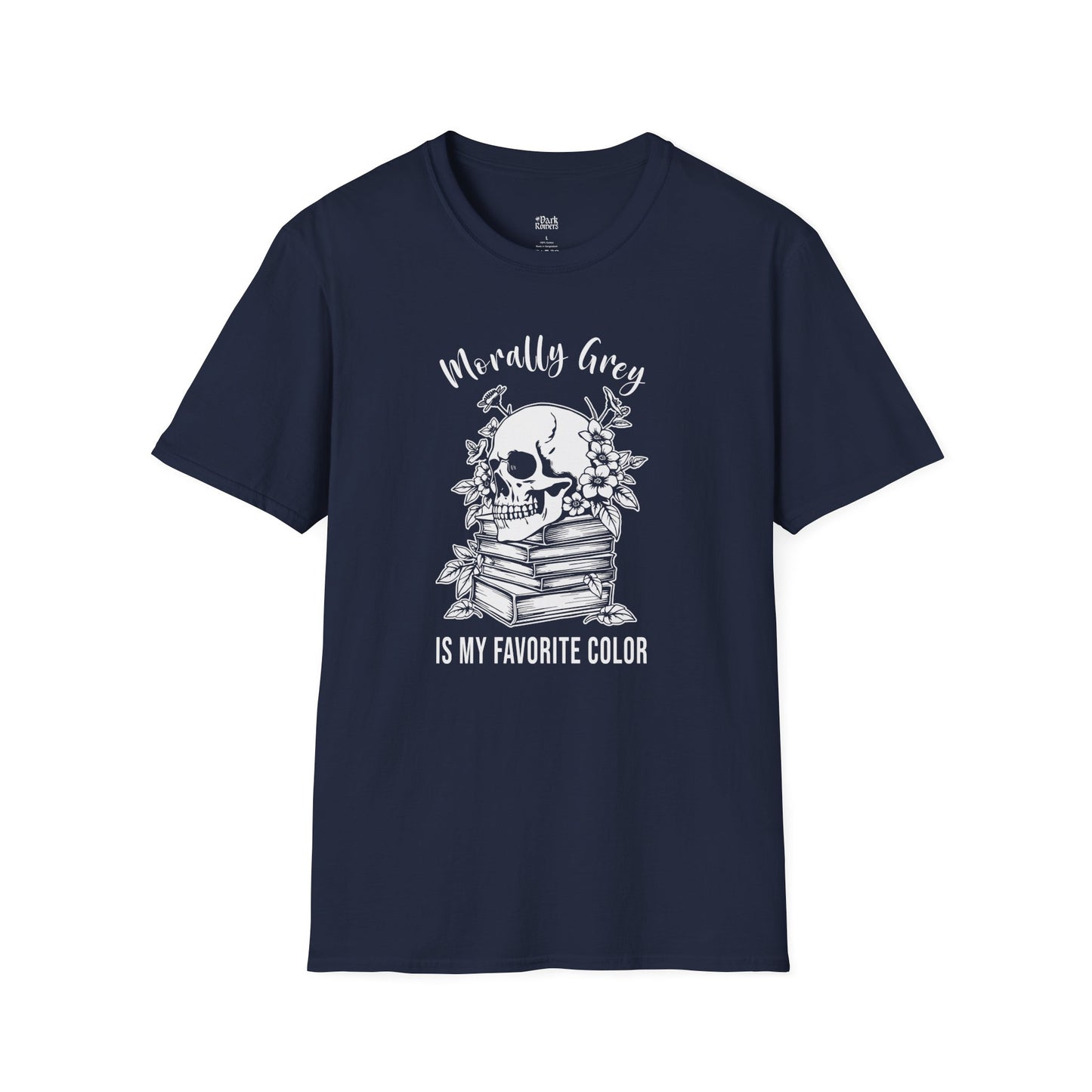 Morally Grey Is My Favorite Color navy dark romance t-shirt for readers