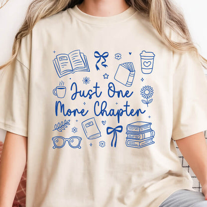 Just One More Chapter Cozy ivory book lover t-shirt