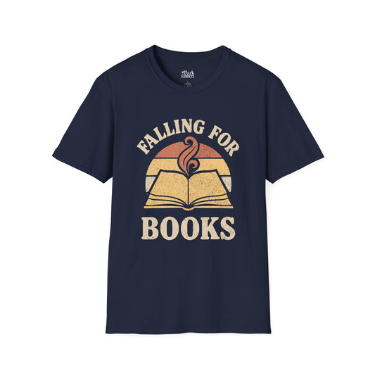 Falling for books black bookish t-shirt – cozy Gildan 64000 tee made for readers who live between chapters and adore bookish vibes.