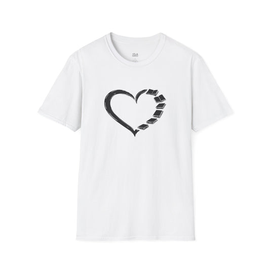 Bookish Heart Line Art T-Shirt