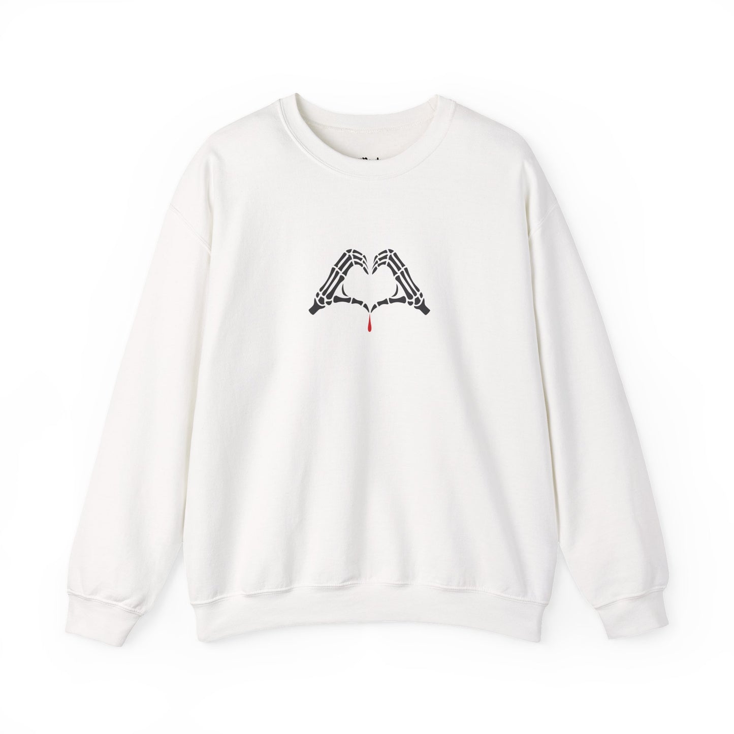 Skeleton Hands Forming a Heart With a Drop of Blood Sweatshirt