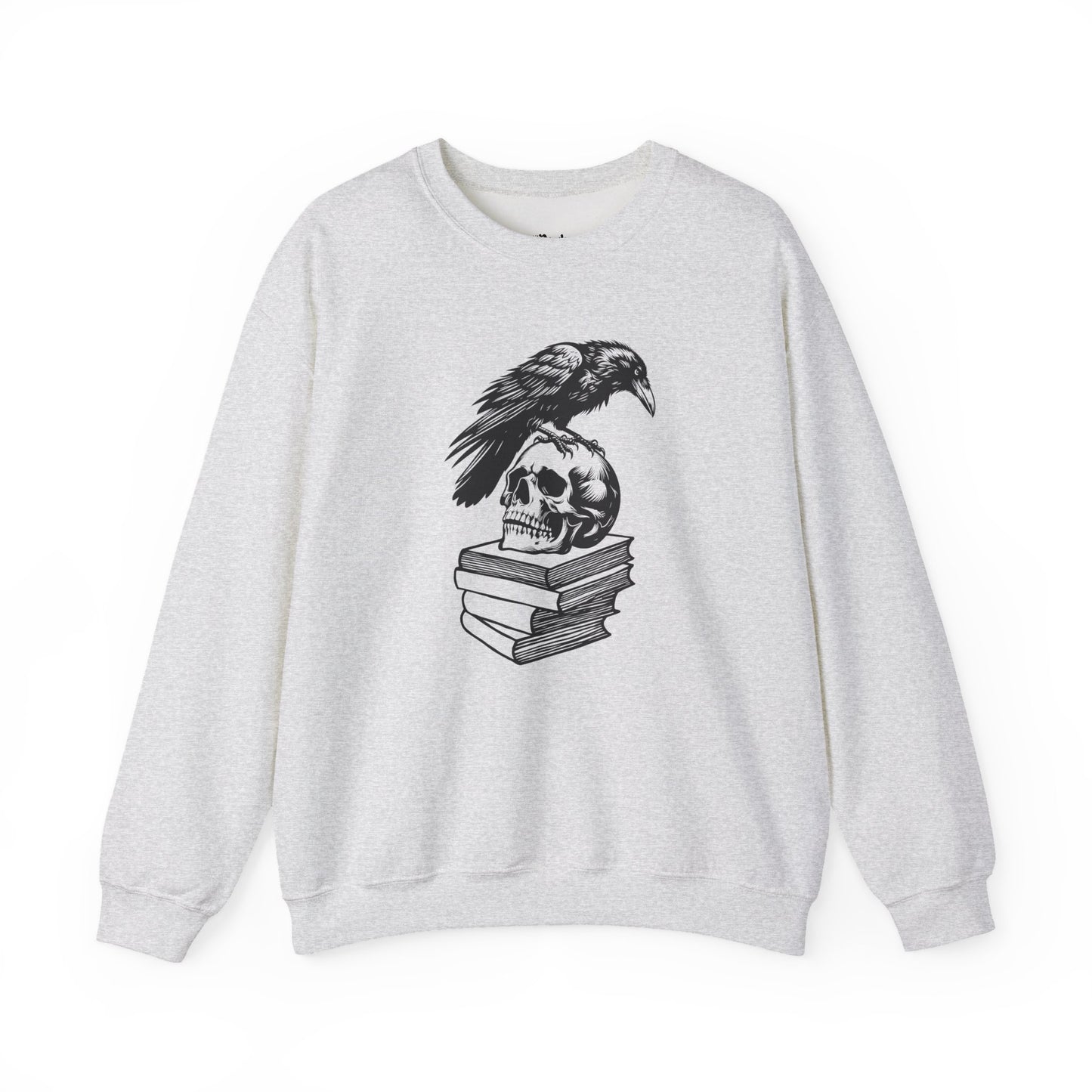 Crow and Skull on a Stack of Books Sweatshirt