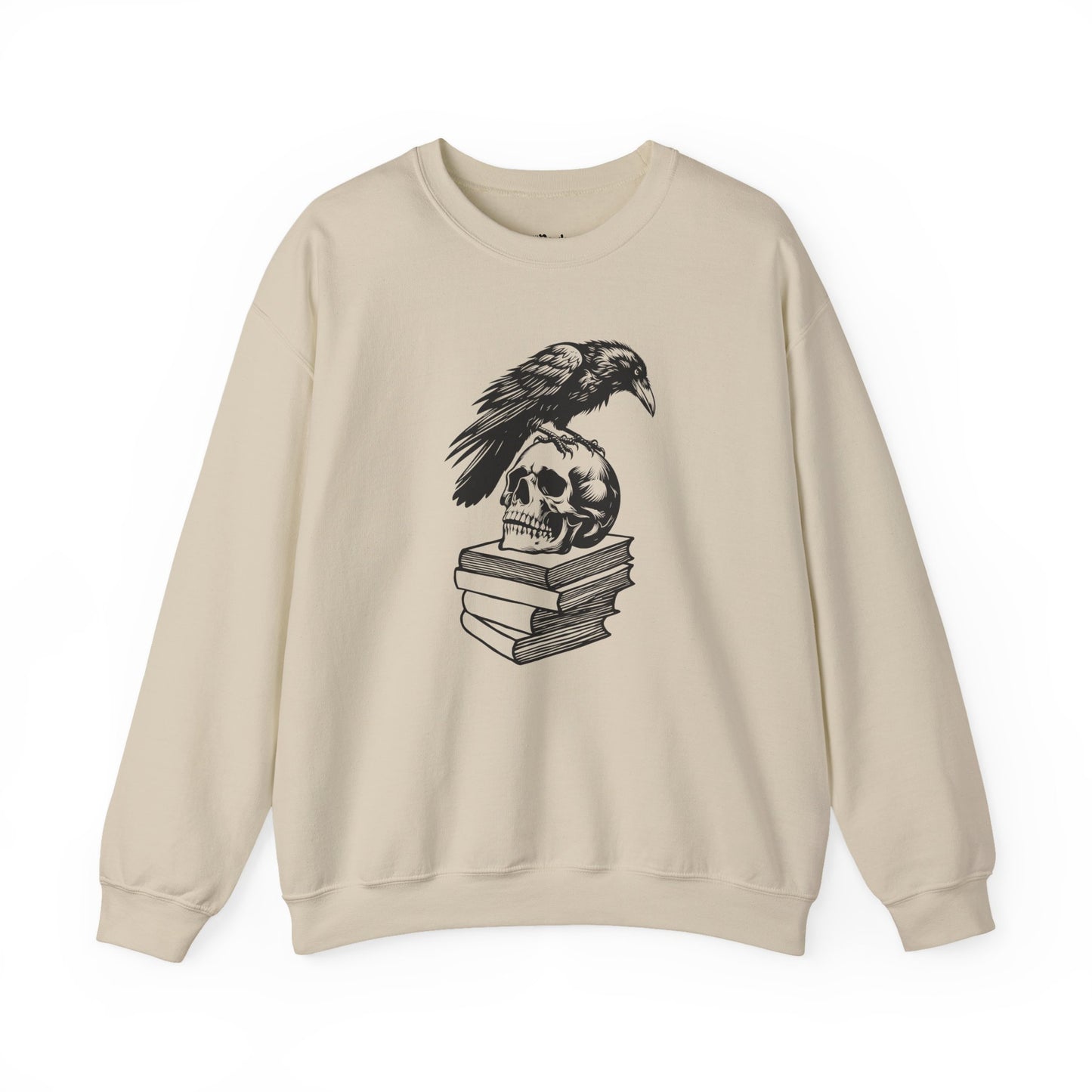 Crow and Skull on a Stack of Books Sweatshirt