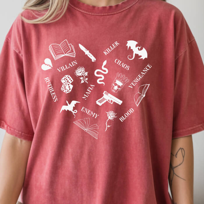 Heart Shape Made From Dark Romance Symbols T-Shirt | Comfort Colors