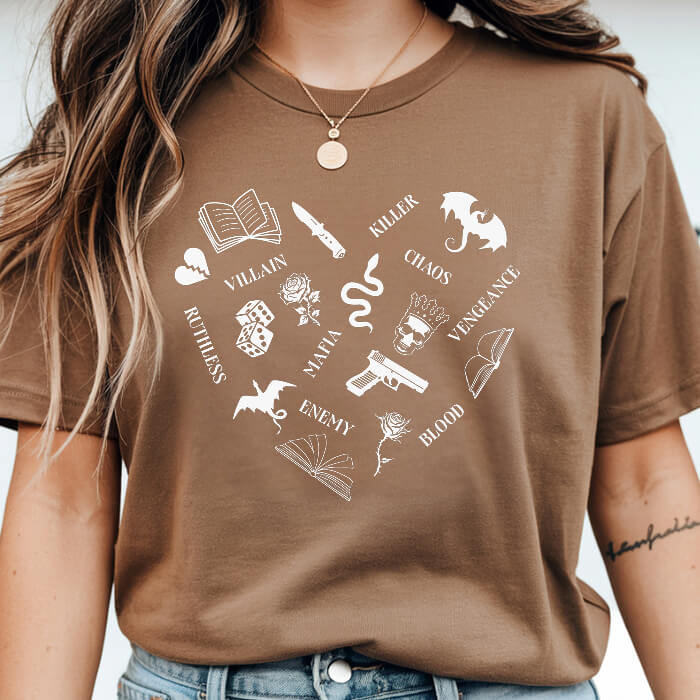 Heart Shape Made From Dark Romance Symbols T-Shirt | Comfort Colors