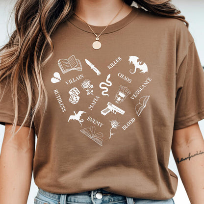 Heart Shape Made From Dark Romance Symbols T-Shirt | Comfort Colors