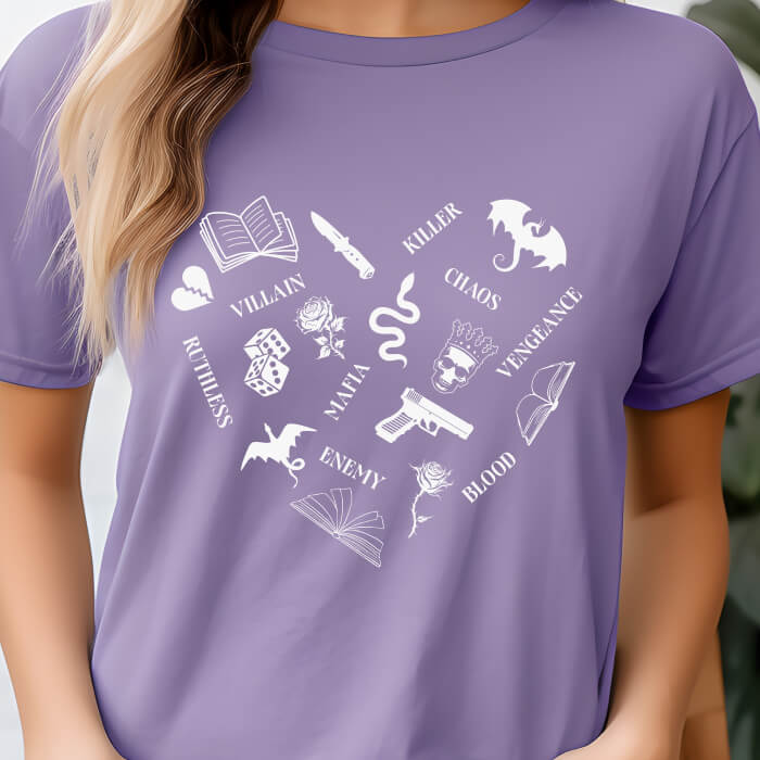 Heart Shape Made From Dark Romance Symbols T-Shirt | Comfort Colors