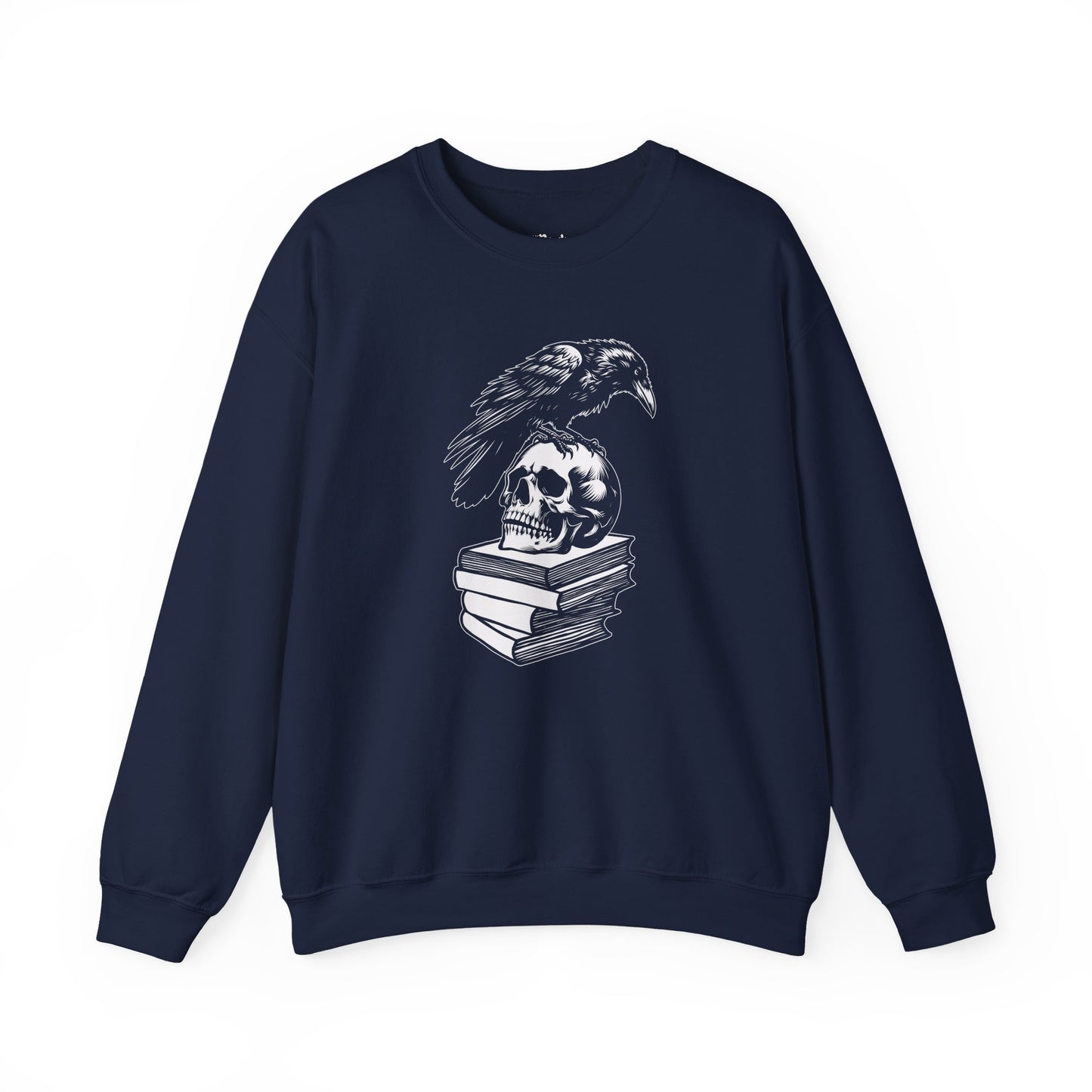 Crow and Skull on a Stack of Books Sweatshirt