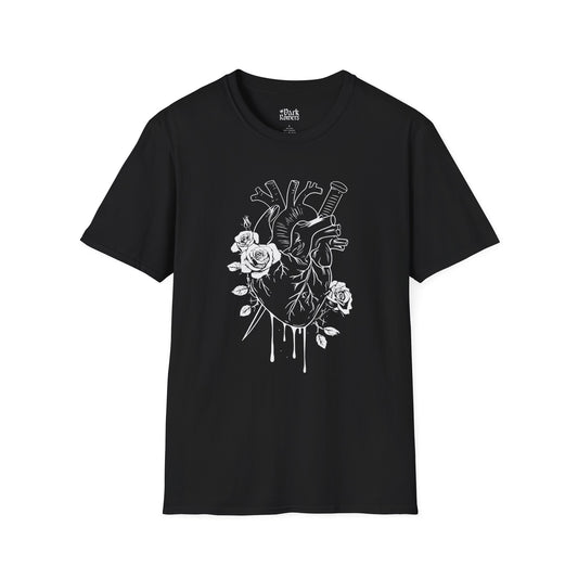 Anatomical Heart & Roses COLOR dark romance t-shirt – soft Gildan 64000 tee made for readers who fall for villains, crave danger, and love twisted love stories.