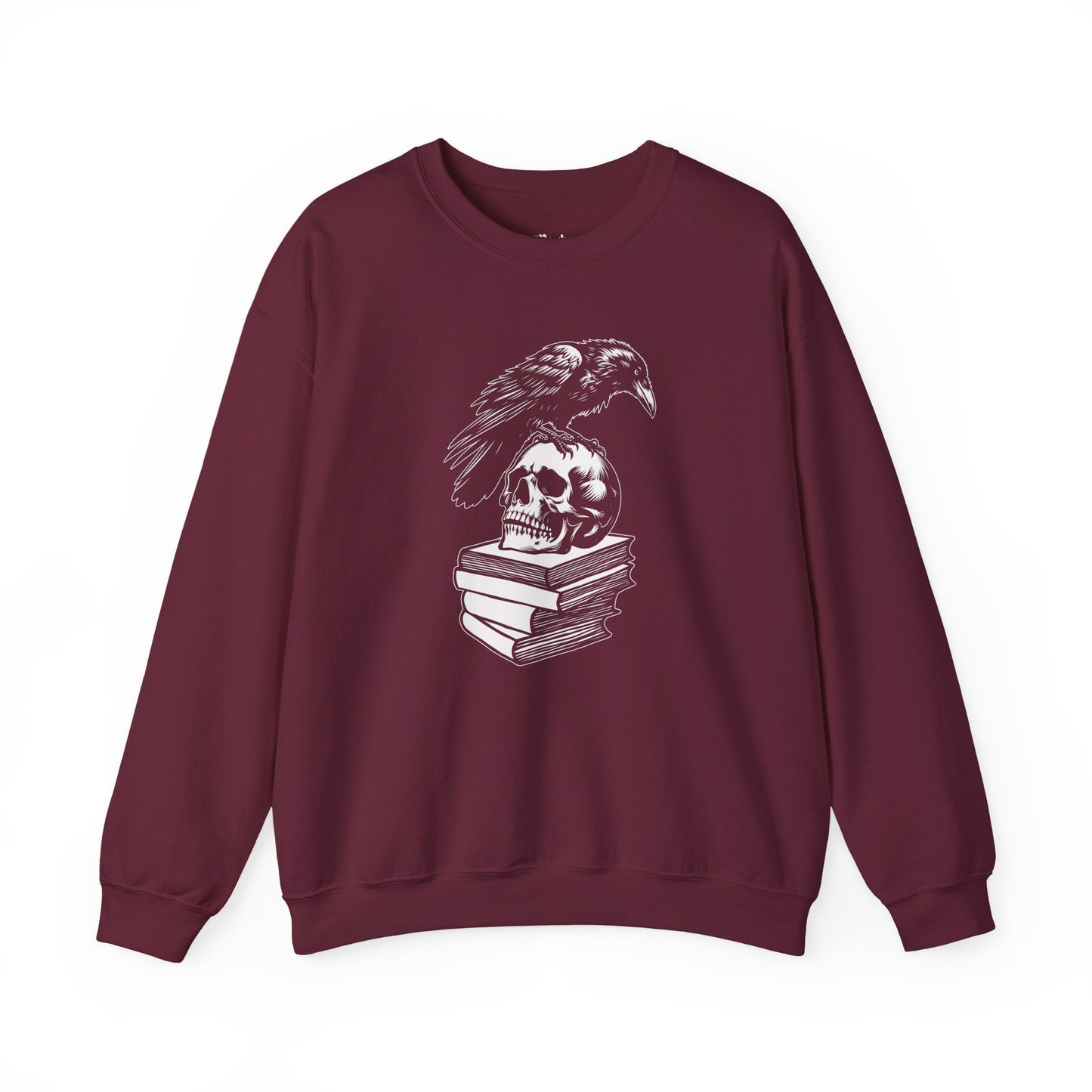 Crow and Skull on a Stack of Books Sweatshirt