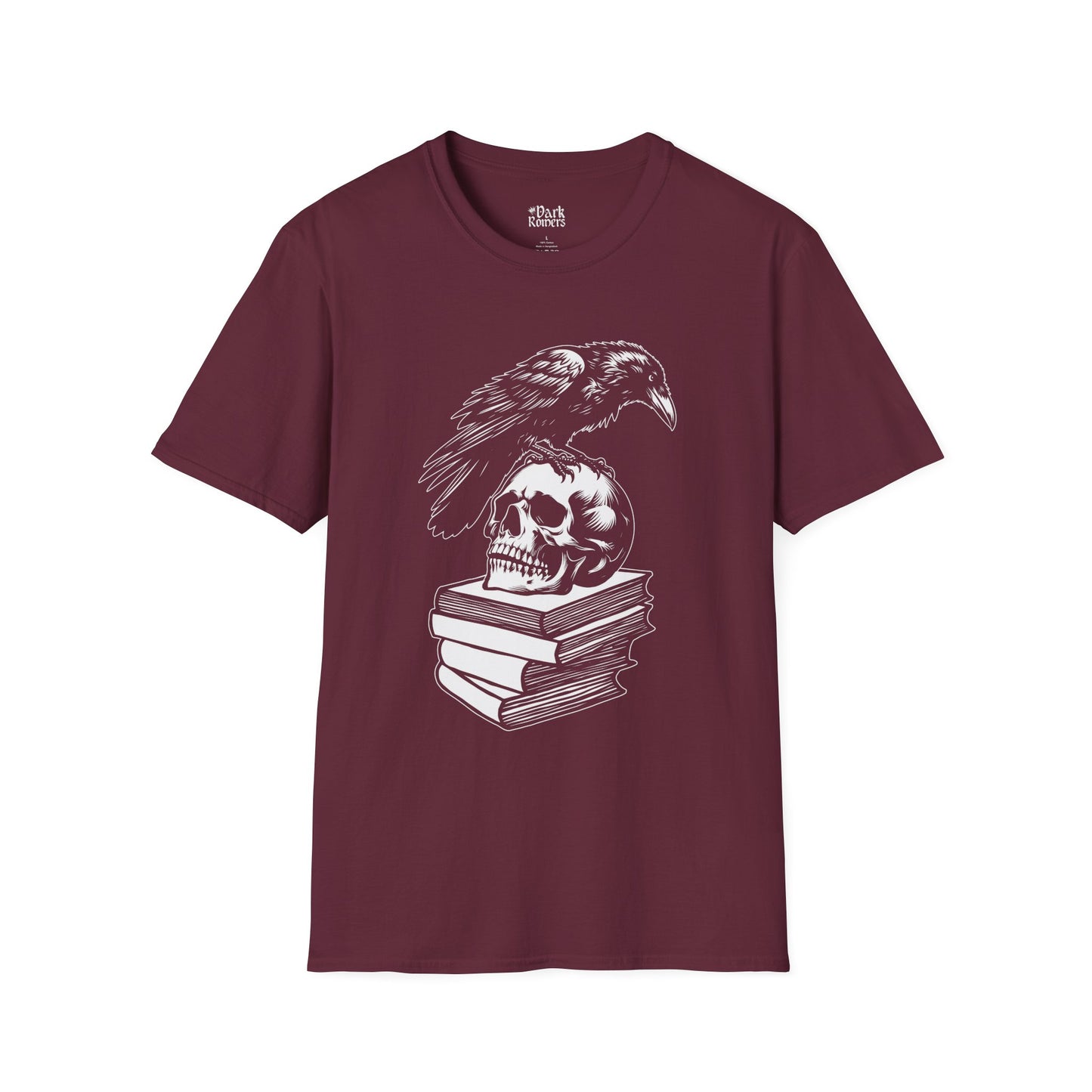 Crow and Skull on a Stack of Books T-Shirt