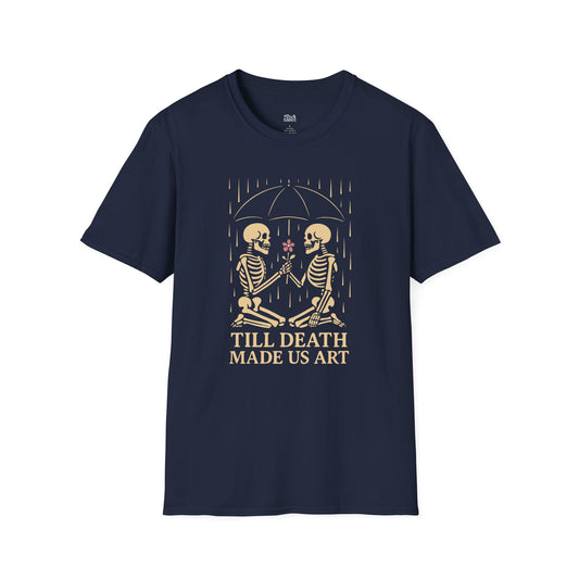 Till Death Made Us Art navy romance reader t-shirt