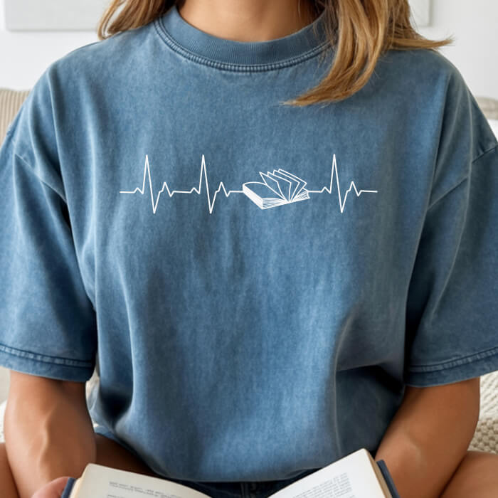 Heartbeat With an Open Book T-Shirt | Comfort Colors