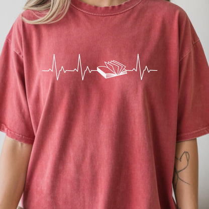 Heartbeat With an Open Book T-Shirt | Comfort Colors