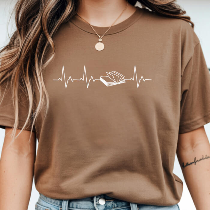 Heartbeat With an Open Book T-Shirt | Comfort Colors